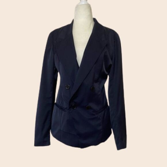 Theonne Navy Double Breasted Blazer Size Small - Picture 3 of 11